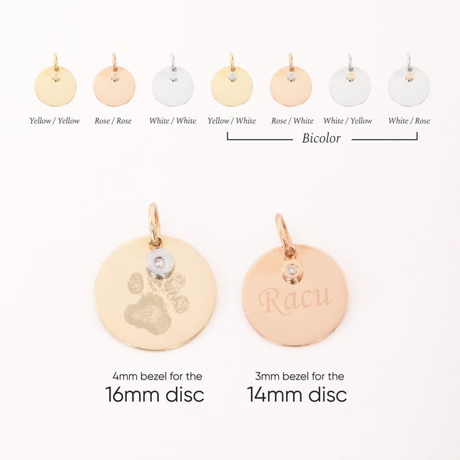 Paw Initial Disc Solid Gold Necklace