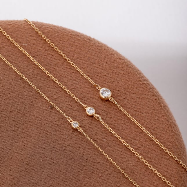 Delicate Diamond Solid Gold Bracelet