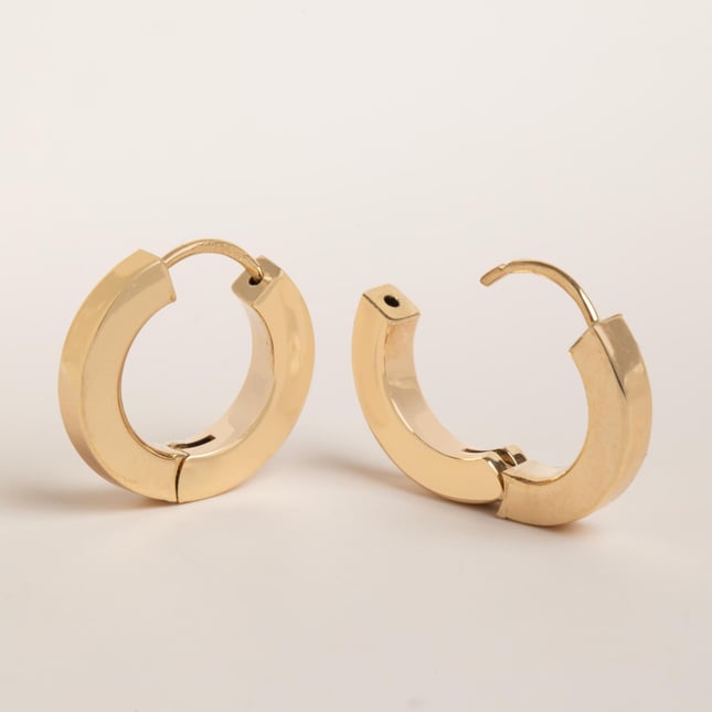 Cross Hoop Huggie Solid Gold Earring