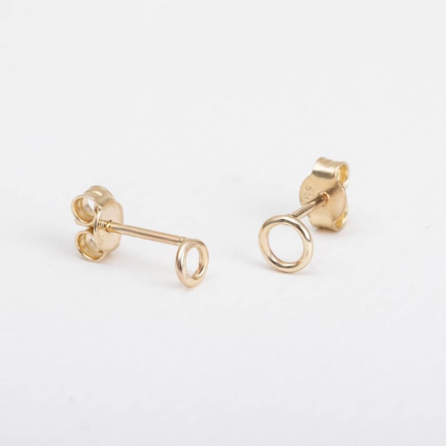 Circle Stud Hoop Solid Gold Earring