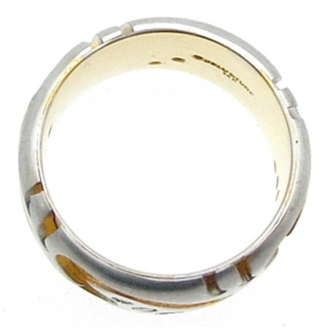 Two-Tone Wave Cutout Solid Gold Wedding Band