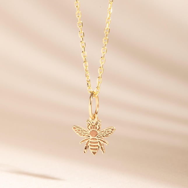 Bee & Honeycomb Solid Gold Necklace