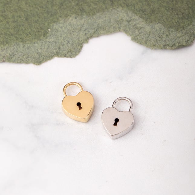 Heart Padlock Initial Padlock Solid Gold Necklace