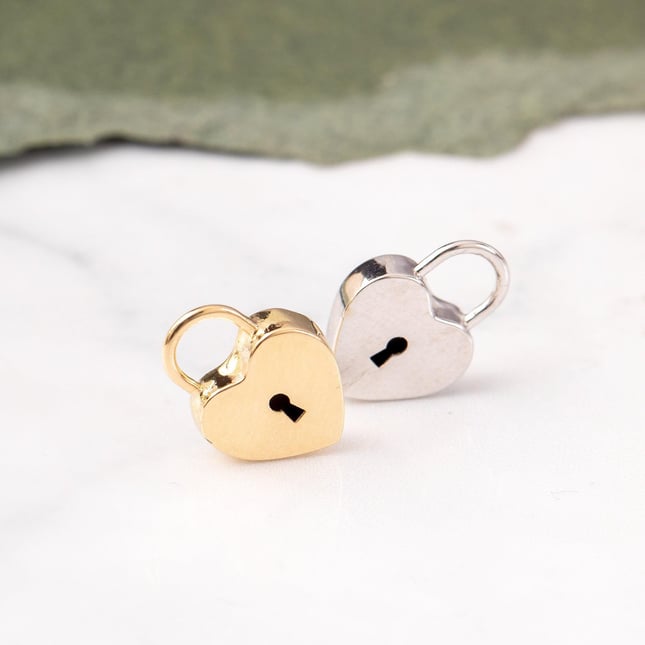 Heart Padlock Initial Padlock Solid Gold Necklace