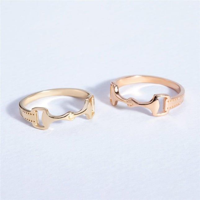 Equestrian Snaffle Bit Solid Gold Ring