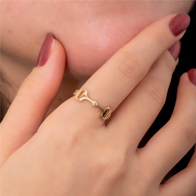 Equestrian Snaffle Bit Solid Gold Ring