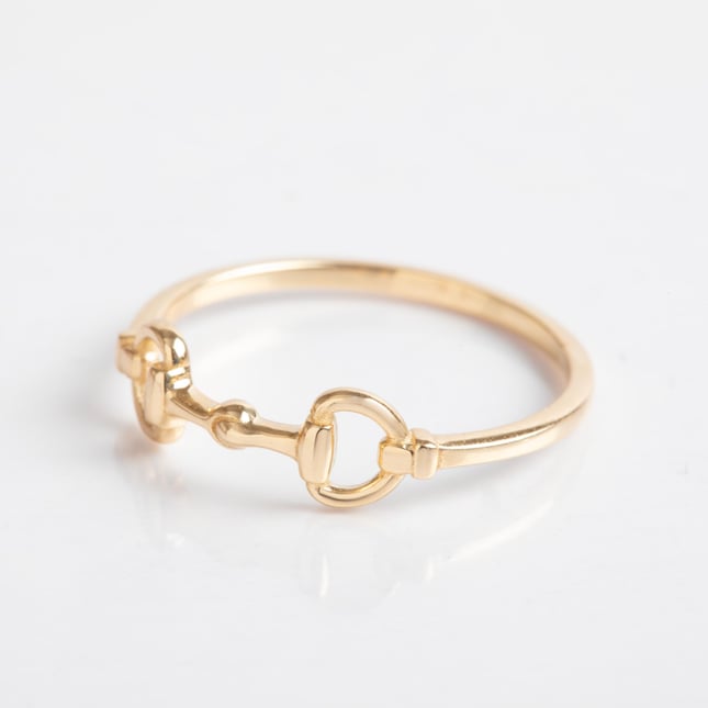 Dainty Equestrian Snaffle Bit Solid Gold Ring