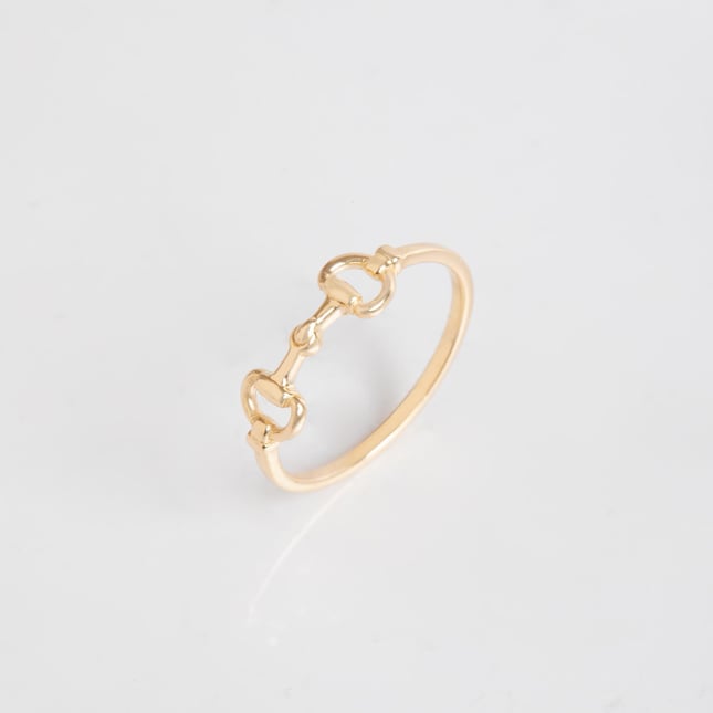Dainty Equestrian Snaffle Bit Solid Gold Ring