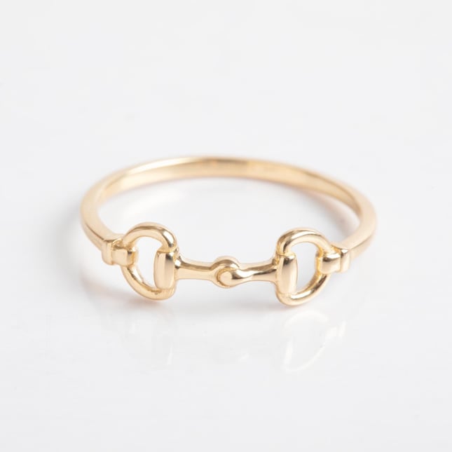 Dainty Equestrian Snaffle Bit Solid Gold Ring
