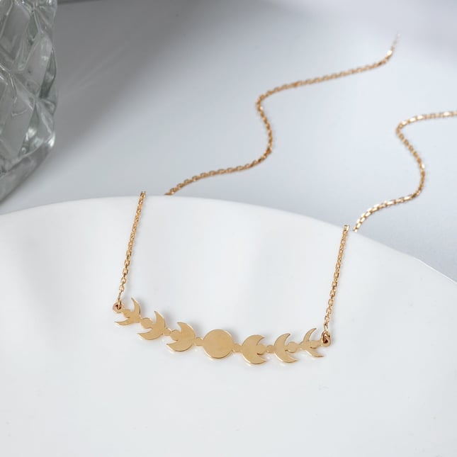Moon Phase Solid Gold Necklace
