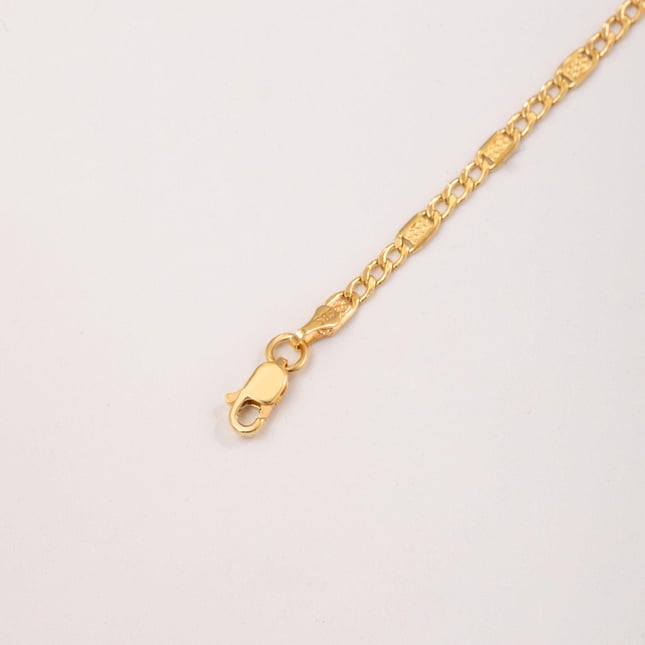 Engraved Figaro Chain Solid Gold ID Bracelet