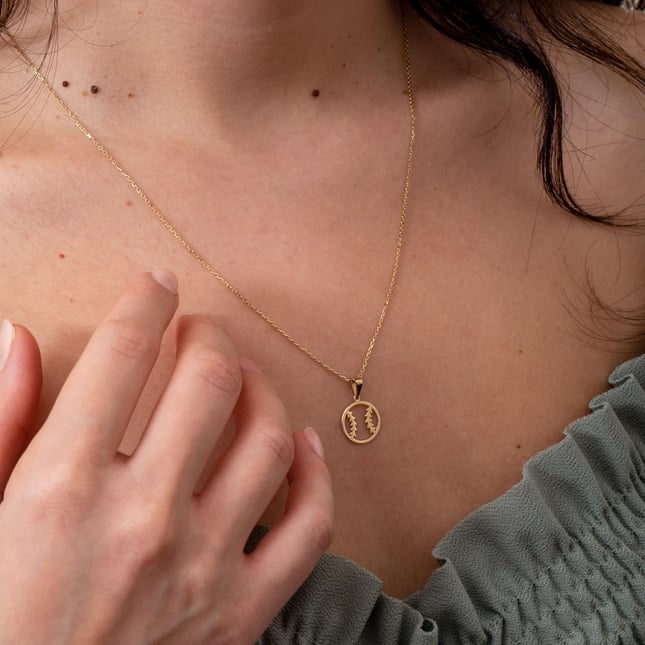 Dainty Baseball Solid Gold Necklace