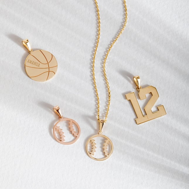 Dainty Baseball Solid Gold Necklace