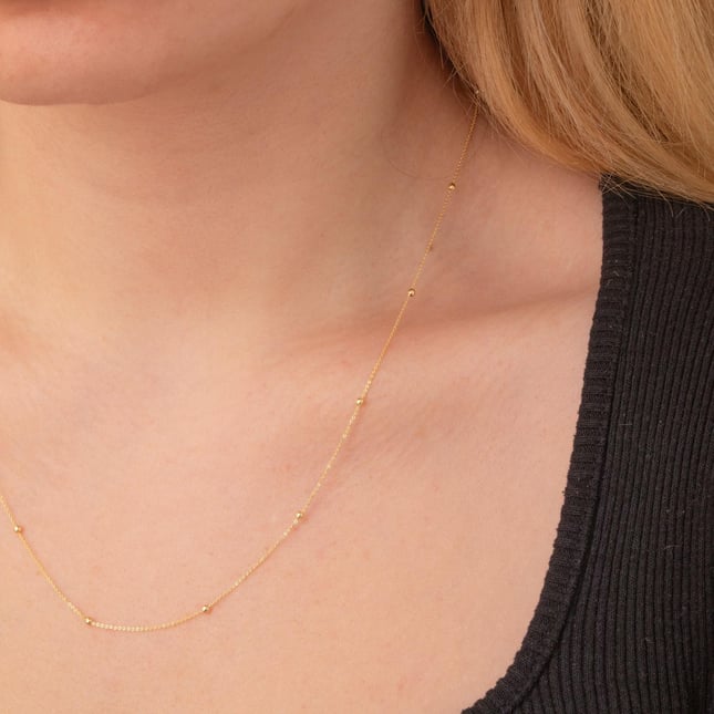 Dainty Minimalist Satellite Solid Gold Necklace
