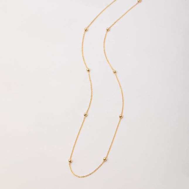 Dainty Minimalist Satellite Solid Gold Necklace