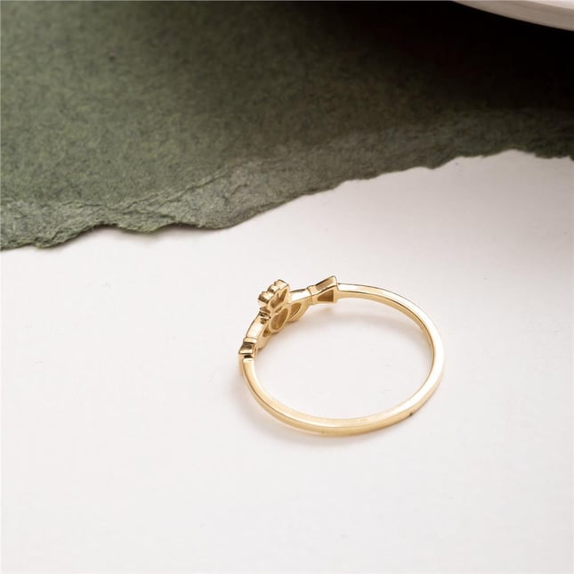 Claddagh Ring Minimalist Petite Irish Heart Promise Solid Gold Ring