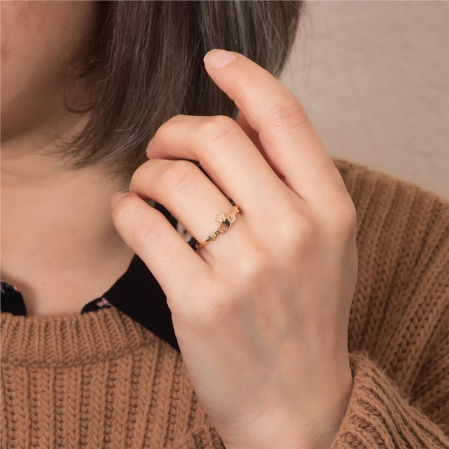 Claddagh Ring Minimalist Petite Irish Heart Promise Solid Gold Ring