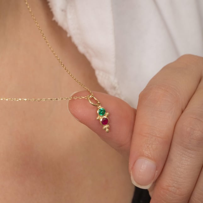 Custom Family Birthstone Solid Gold Pendant