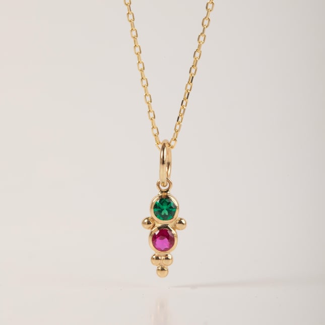 Custom Family Birthstone Solid Gold Pendant