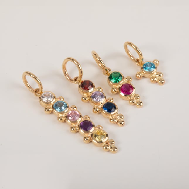 Custom Family Birthstone Solid Gold Pendant