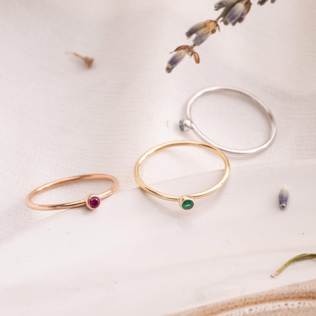 CZ Birthstone Solitaire Promise Solid Gold Ring