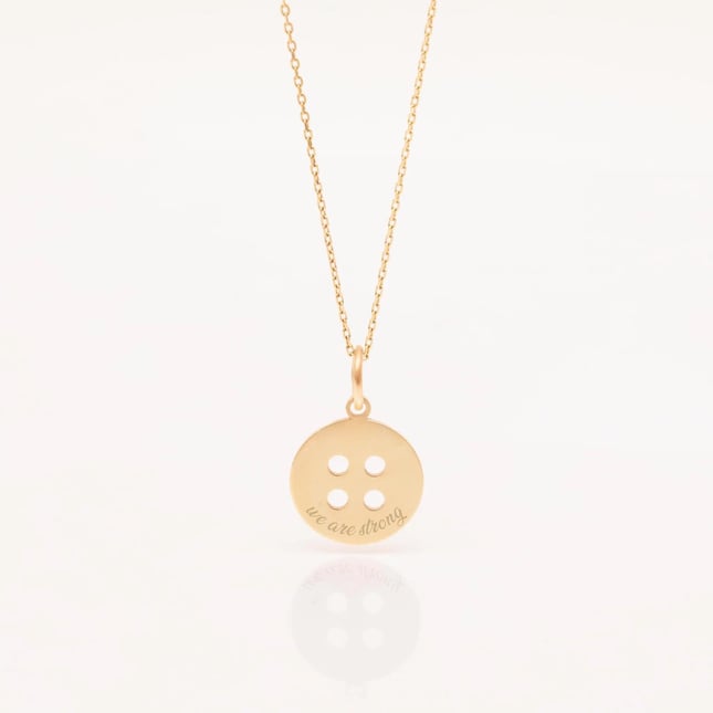 Minimal Button Pendant Initial Solid Gold Necklace