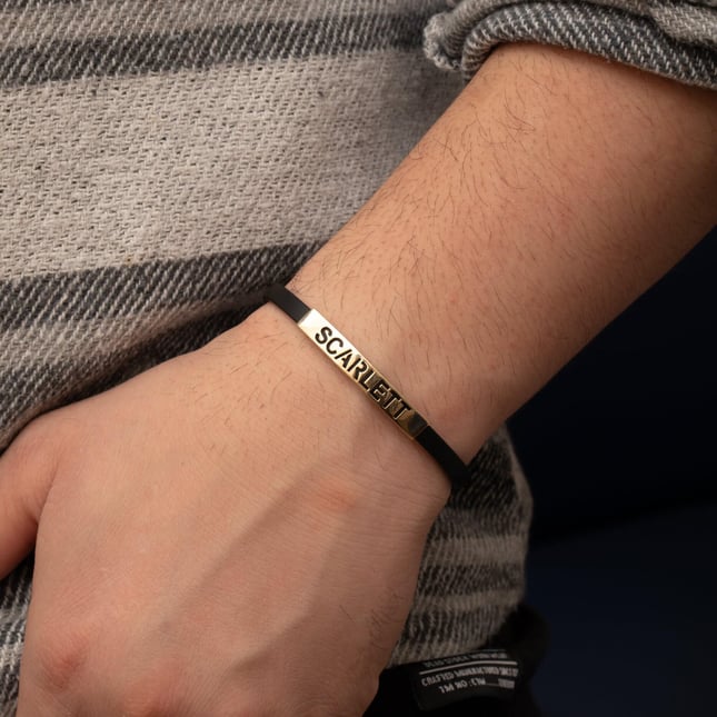 Engraved Solid Gold Bracelet