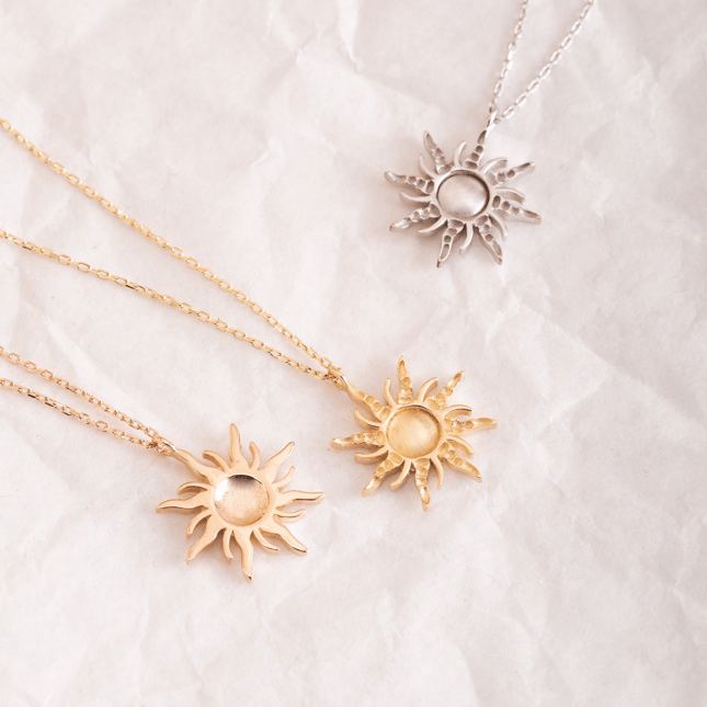 Sun Solid Gold Necklace