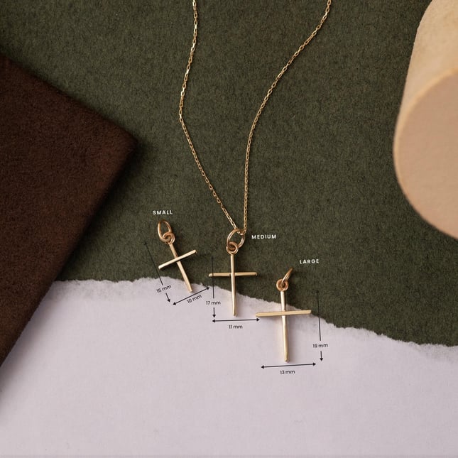 Square Cross Solid Gold Necklace
