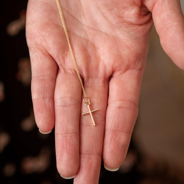 Square Cross Solid Gold Necklace