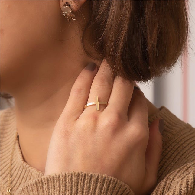 Cross Solid Gold Ring
