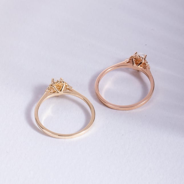 Pearl Halo Solid Gold Ring