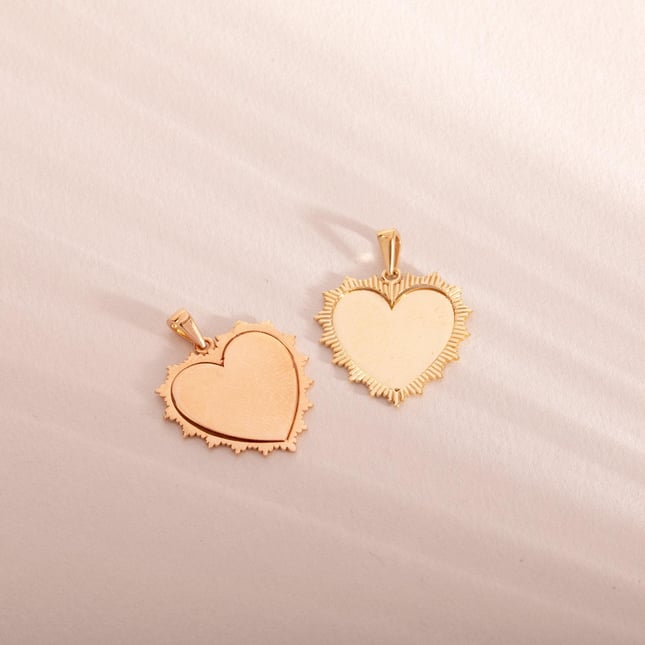 Heart Engraved Solid Gold Necklace