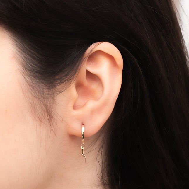 Hoop Huggie Solid Gold Earring