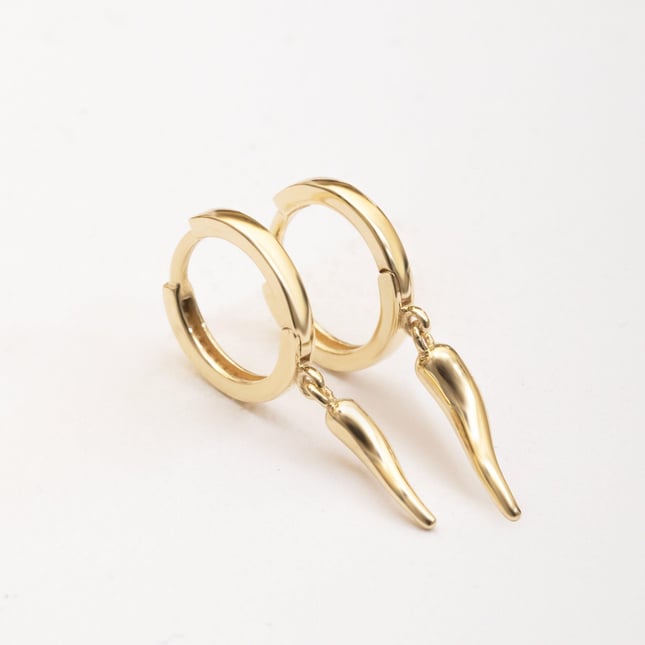 Hoop Huggie Solid Gold Earring