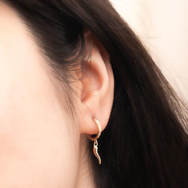 Hoop Huggie Solid Gold Earring