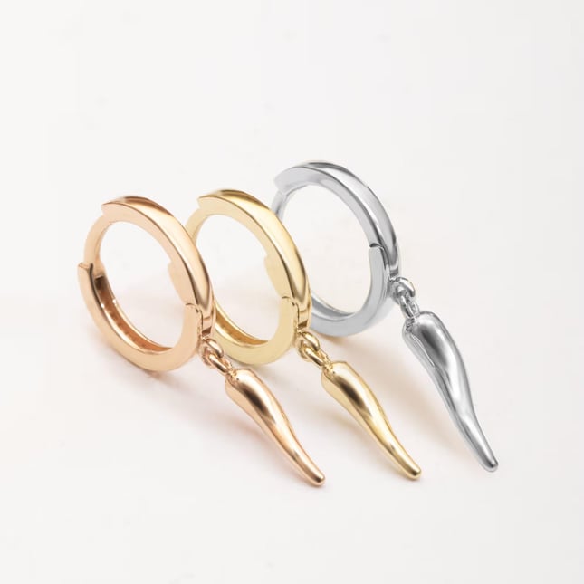 Hoop Huggie Solid Gold Earring