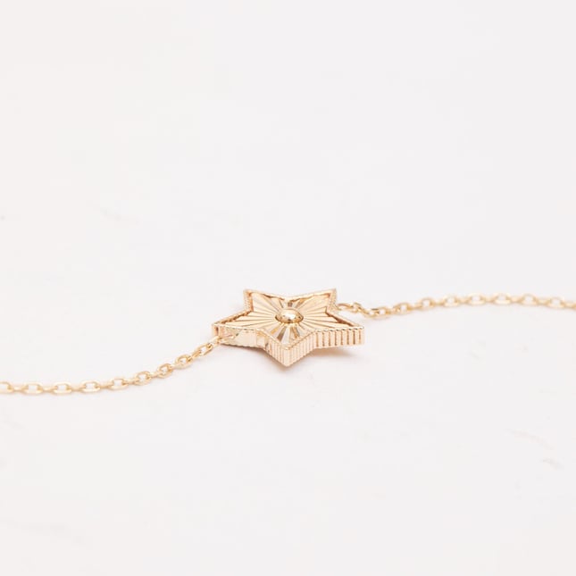 Fluted Star Solid Gold Bracelet