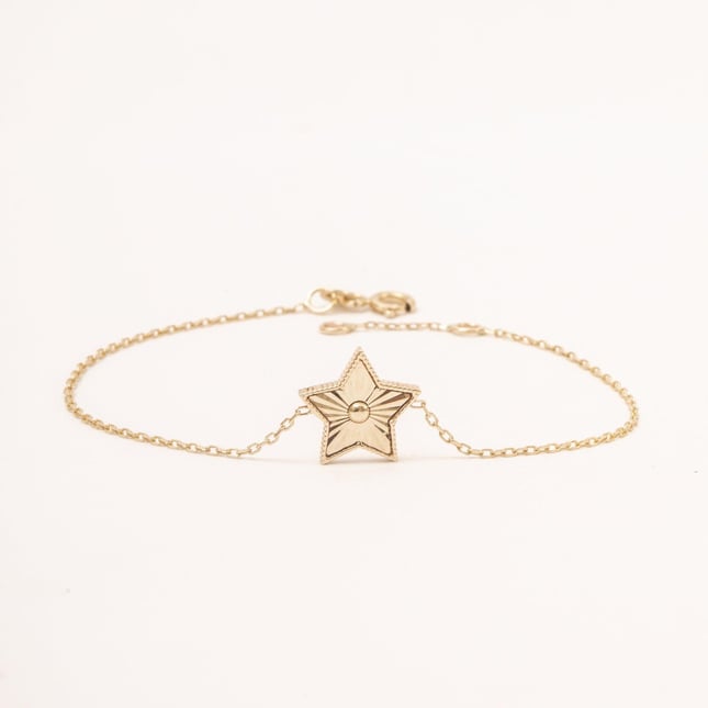 Fluted Star Solid Gold Bracelet