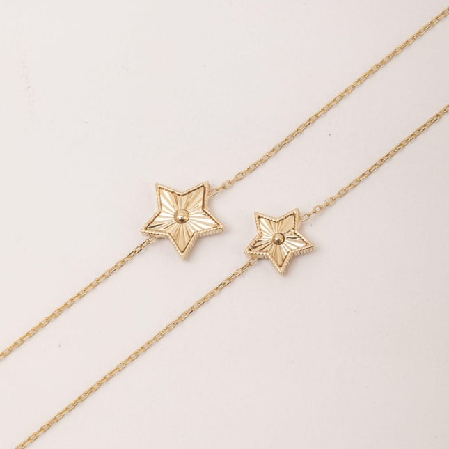 Fluted Star Solid Gold Bracelet