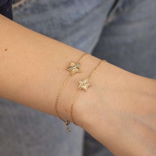 Fluted Star Solid Gold Bracelet