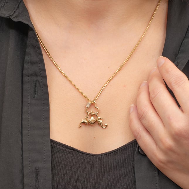 Kalp Karabina Charm Klipsi Altın Charm