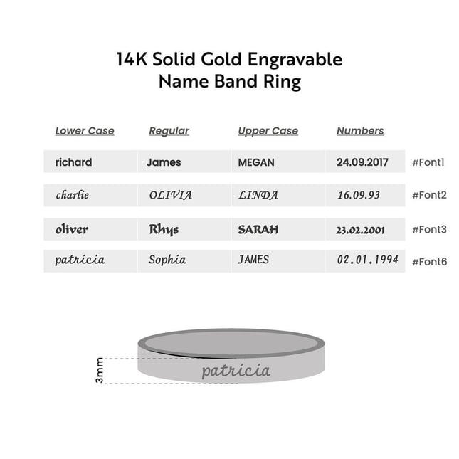 Classic Comfort Fit Band Initial Solid Gold Wedding Band