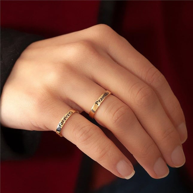 Classic Comfort Fit Band Initial Solid Gold Wedding Band