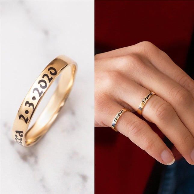 Classic Comfort Fit Band Initial Solid Gold Wedding Band