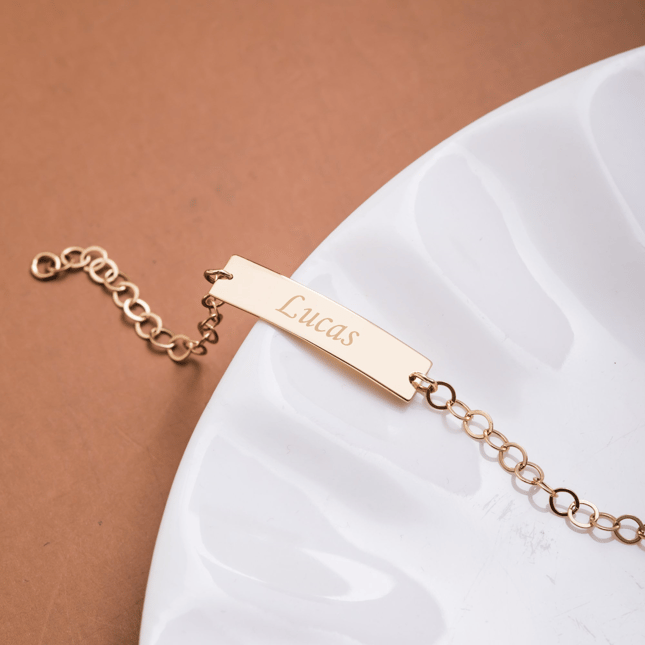 Engraved Solid Gold Bracelet