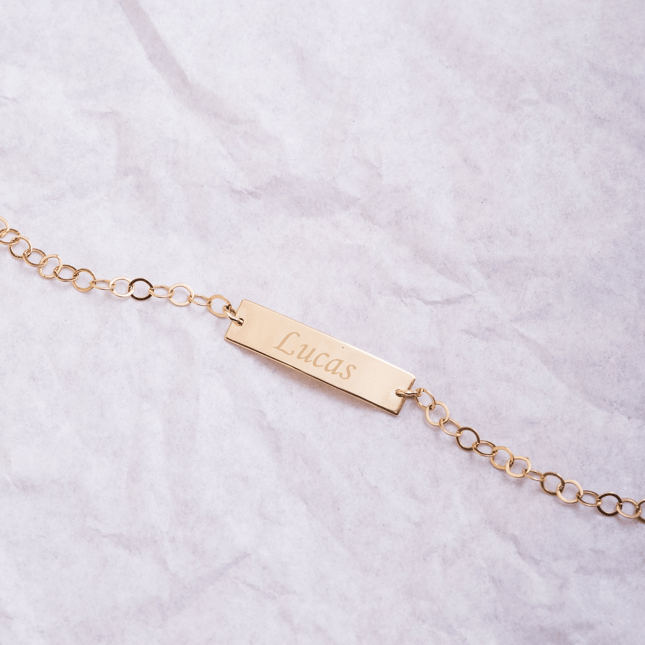 Engraved Solid Gold Bracelet