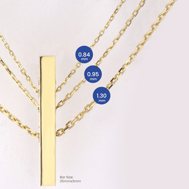 Personalized Custom Engraved Rectangular Plate Solid Gold Necklace