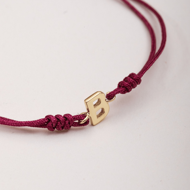 Initial Letter Solid Gold Bracelet