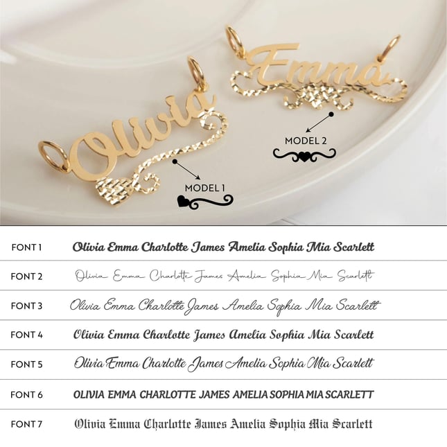 Personalized Diamond Cut Heart Nameplate Solid Gold Pendant